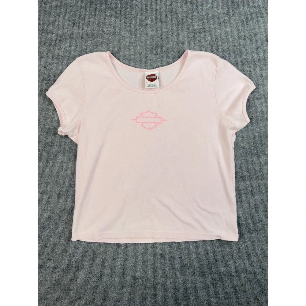 Harley-Davidson Womens Pink Tee XL Logo Fort Worth Made USA‎ RK Stratman